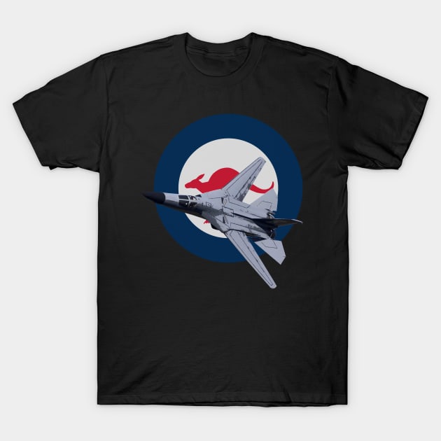 Australian Airforce RAAF F-111  Aardvark Airplane T-Shirt by Dirty Custard Designs 